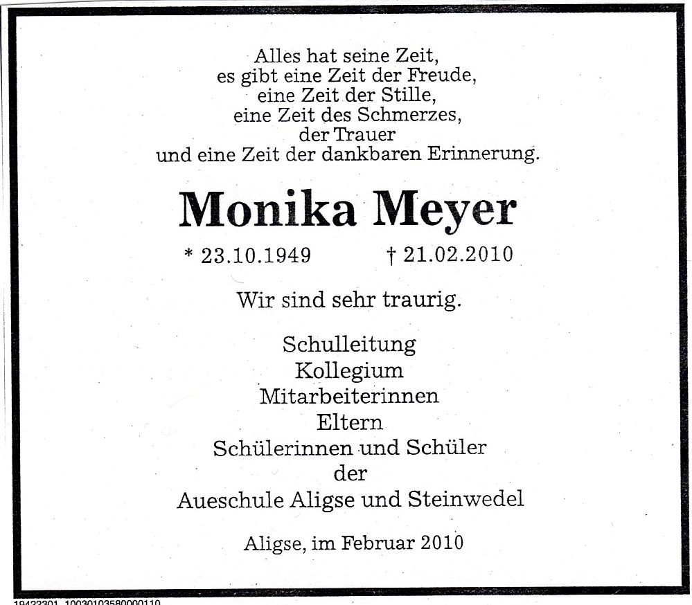 Traueranzeige Aueschule